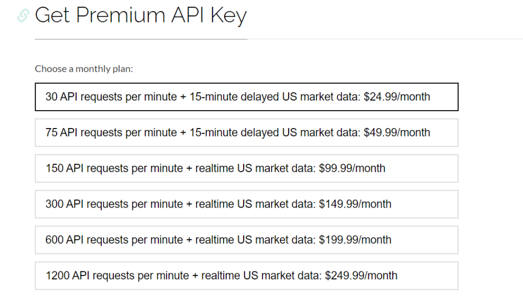 Alpha Vantage API Pricing
