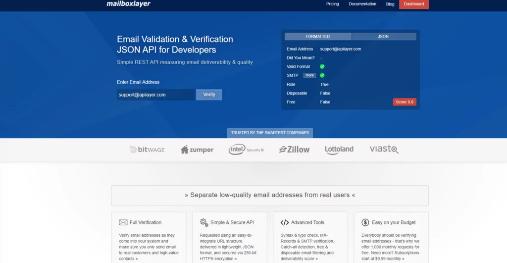 Best Email verification tool for free - Mailboxlayer